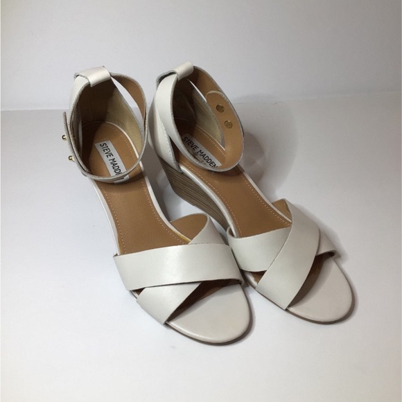 Steve Madden Wedge Heel Open Toe Shoe "Nilla", Bone, Size 9 - Picture 6 of 12